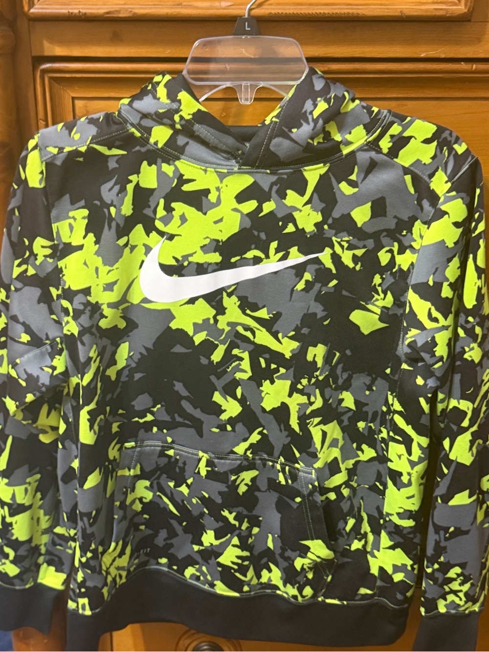 Nike Kids Neon Camo Hoodie - Black & Neon Yellow